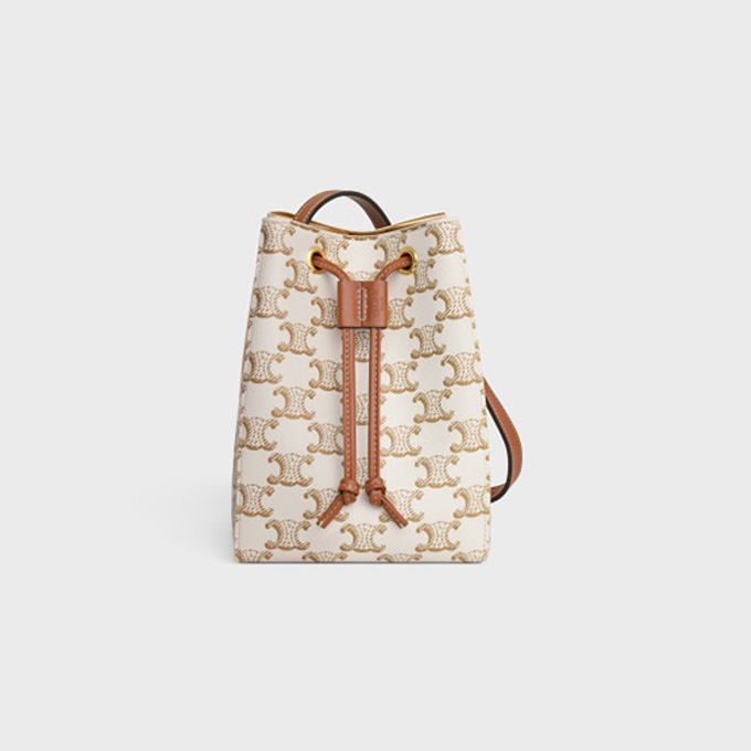 celine triomphe canvas mini drawstring bucket bag